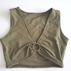 AEVZIV Olive Green Sleeveless Crop Top